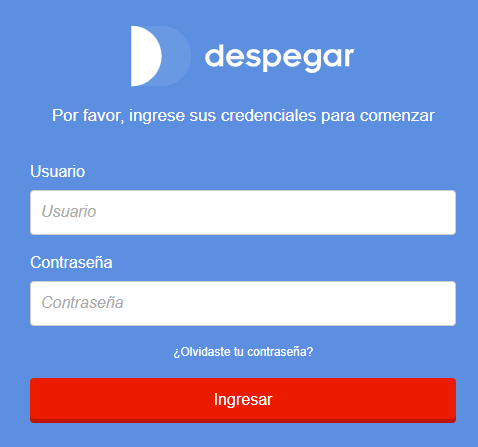 Extranet de Despegar - Inicio de sesión