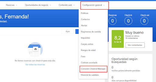 Configuración general - Conexión Channel Manager