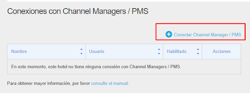 Botón Conectar Channel Manager