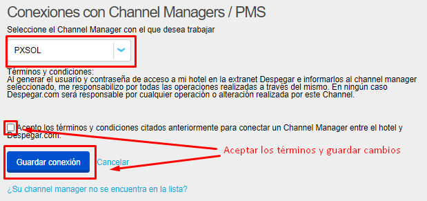 Seleccionar Pxsol y guardar cambios